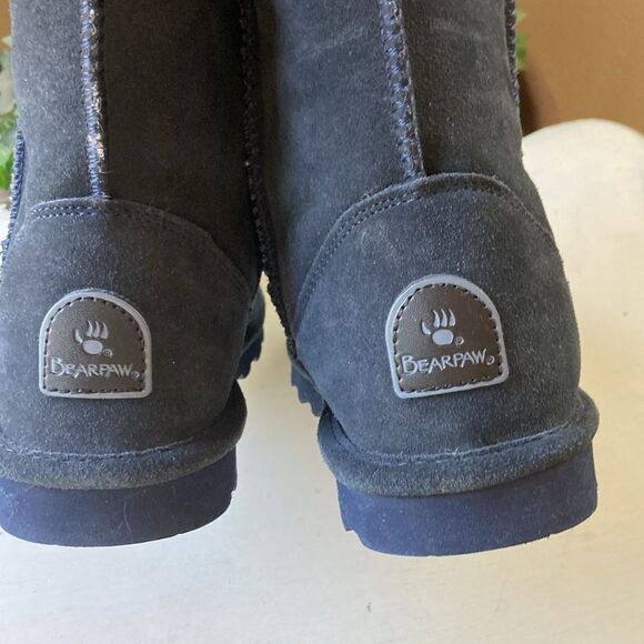 BearPaw Elle Short Blue Suede Pull On Women’s Boots Size 6 - Picture 4 of 14